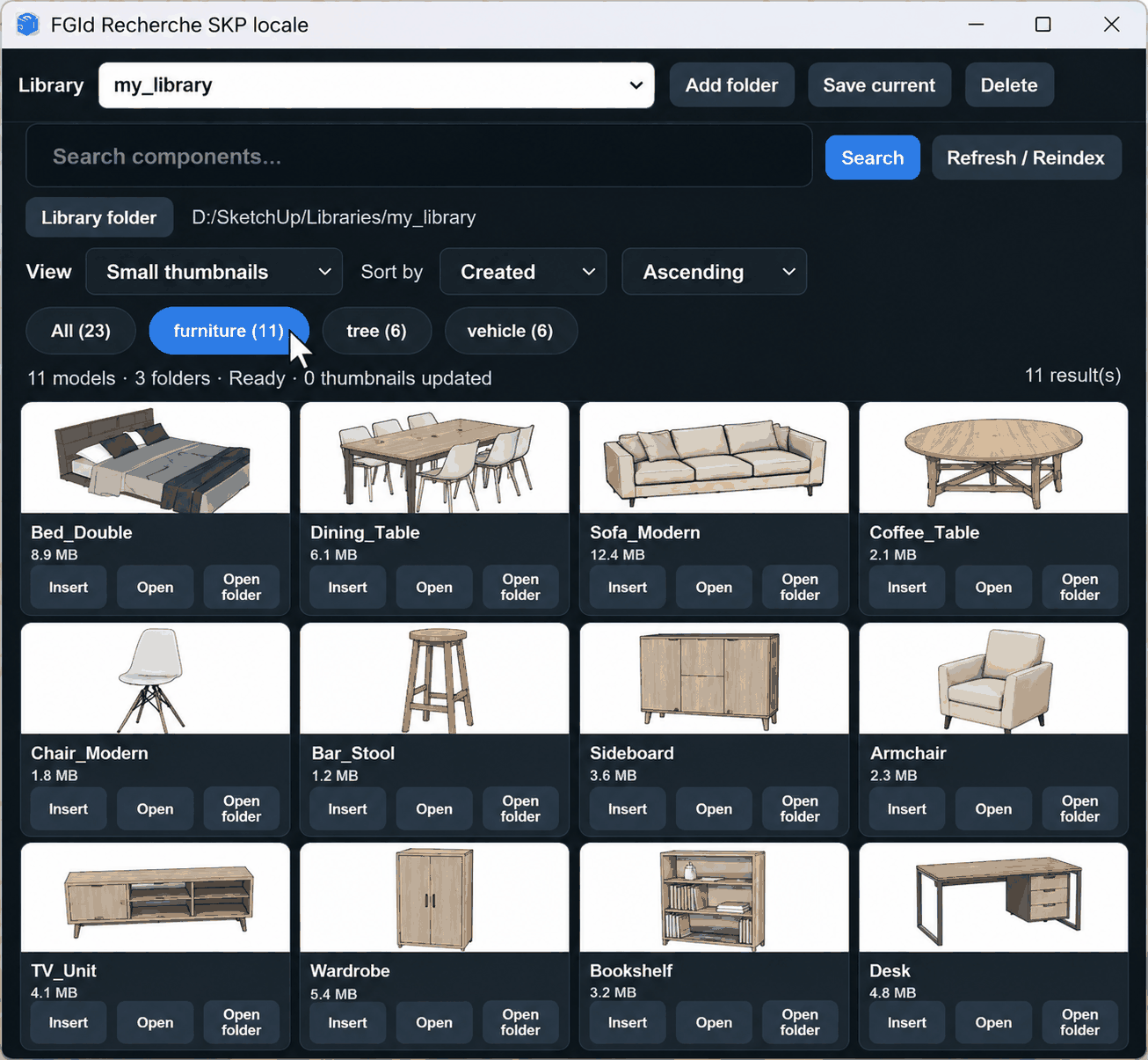 Browsing SketchUp models by category